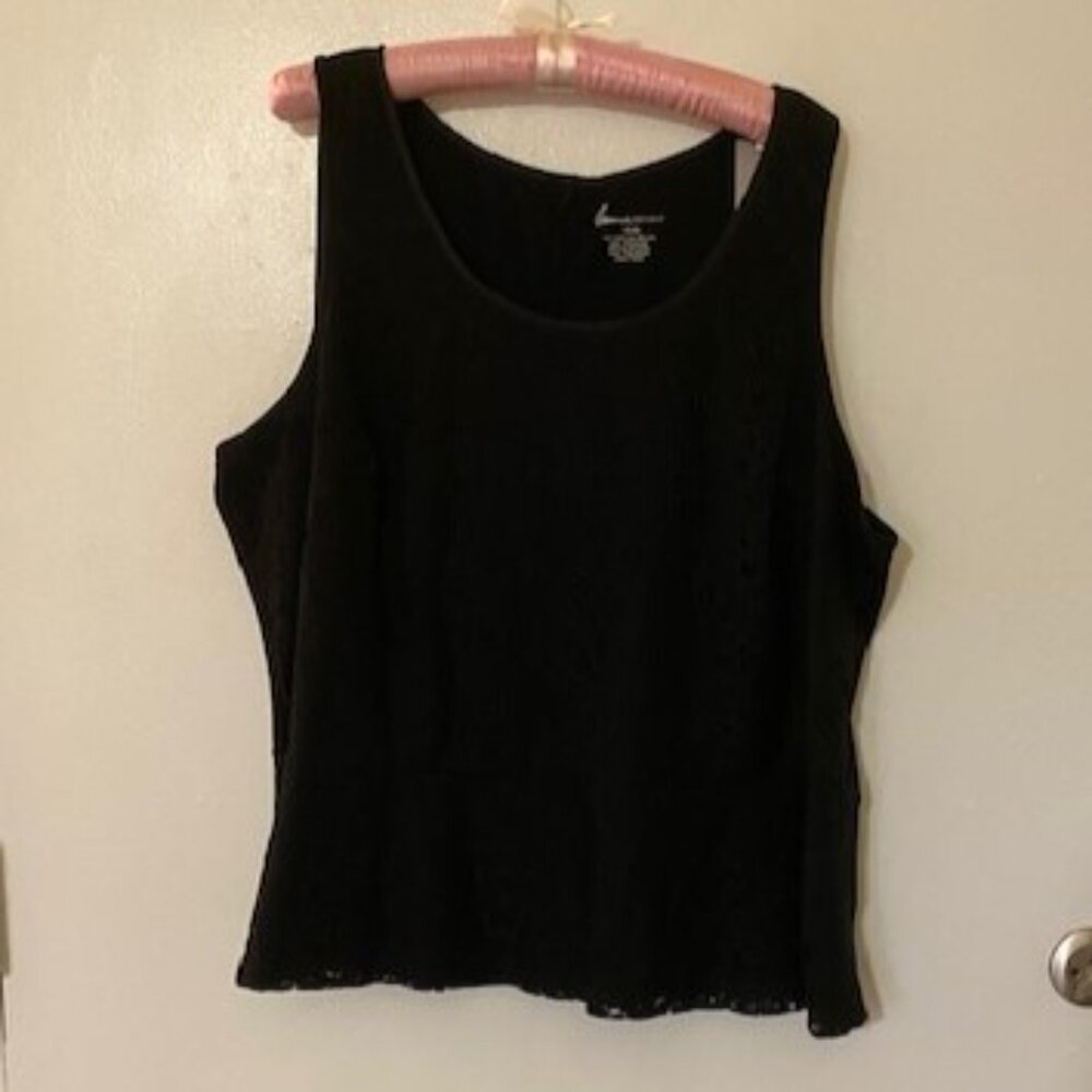 Lane Bryant -  Sleeveless Peplum Top, Front Lace, Solid Back, Black Top